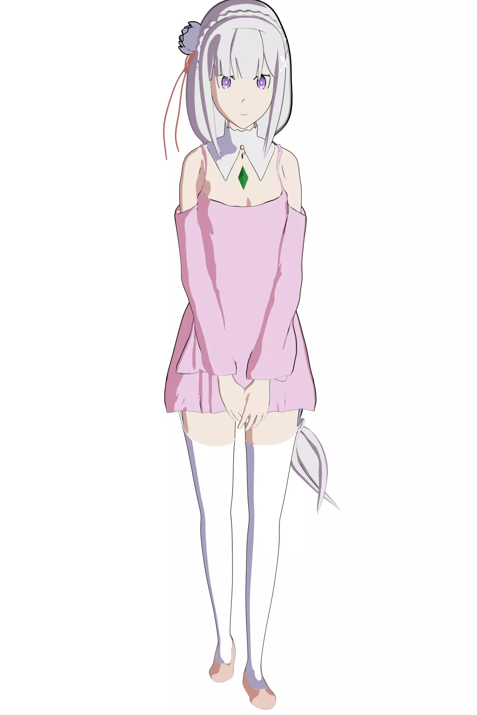 RE ZERO-EMILIA-RIG- ANIME GIRL Low-poly 3D model
