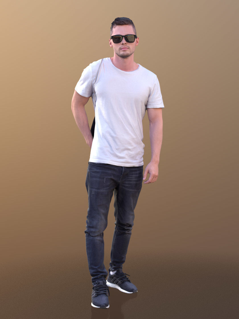 Rick 10497 - Walking Casual Guy Low-poly 3D model_1