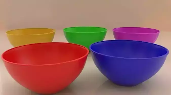 Bowl 3D Model set of colorful bowls