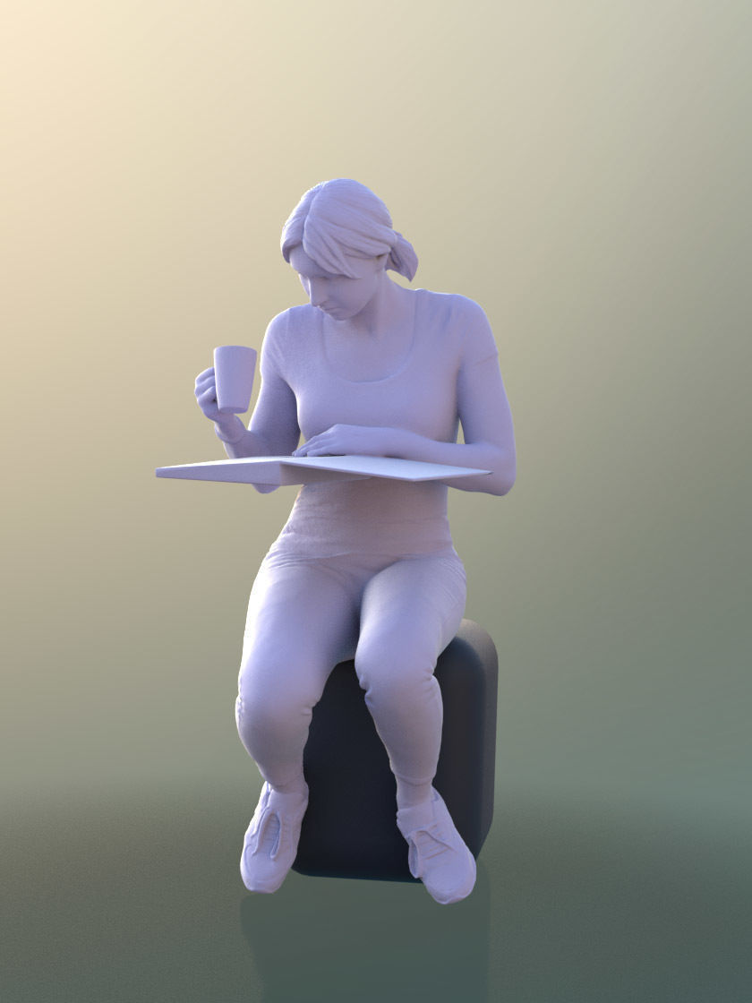 Anastasia 10490 - Sitting Reading Assistant Low-poly 3D model_3