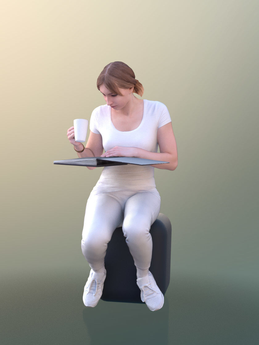 Anastasia 10490 - Sitting Reading Assistant Low-poly 3D model_1