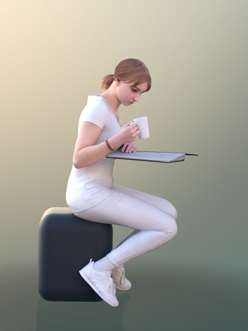 Anastasia 10490 - Sitting Reading Assistant Low-poly 3D model_2