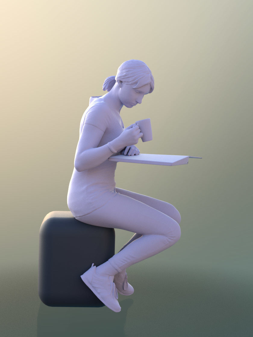 Anastasia 10490 - Sitting Reading Assistant Low-poly 3D model_4