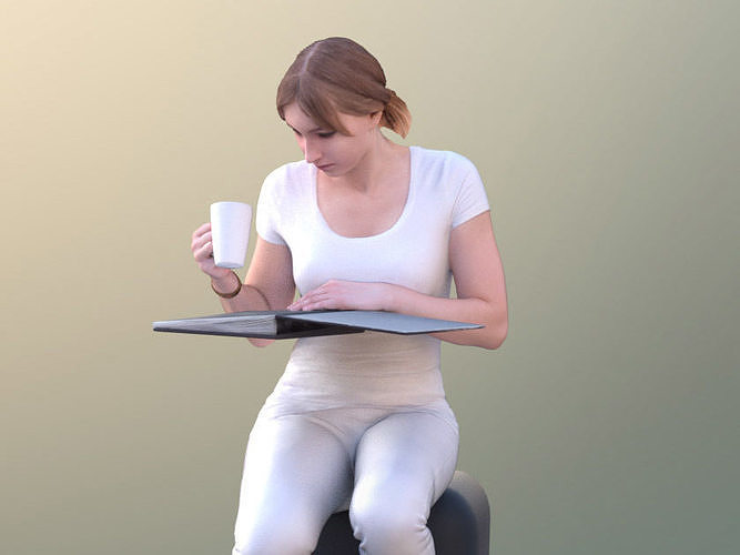 Anastasia 10490 - Sitting Reading Assistant Low-poly 3D model