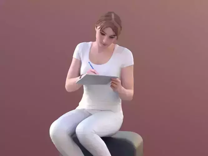 Anastasia 10489 - Sitting Assistant Girl Low-poly 3D model
