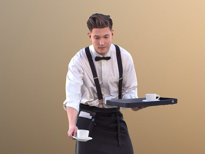 Dan 10488 - Working Waiter Low-poly 3D model