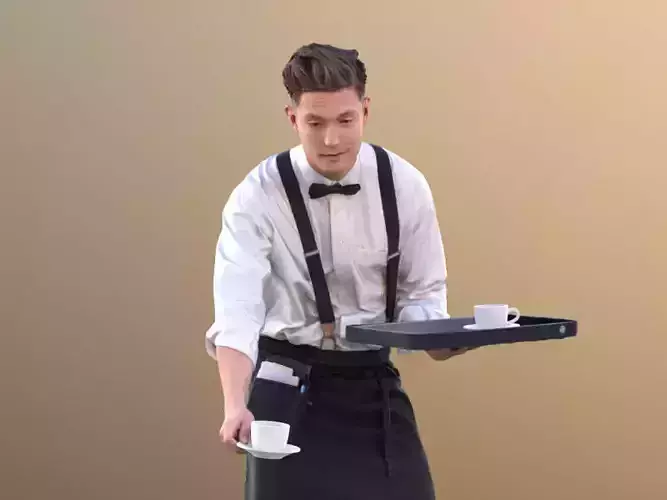 Dan 10488 - Working Waiter Low-poly 3D model