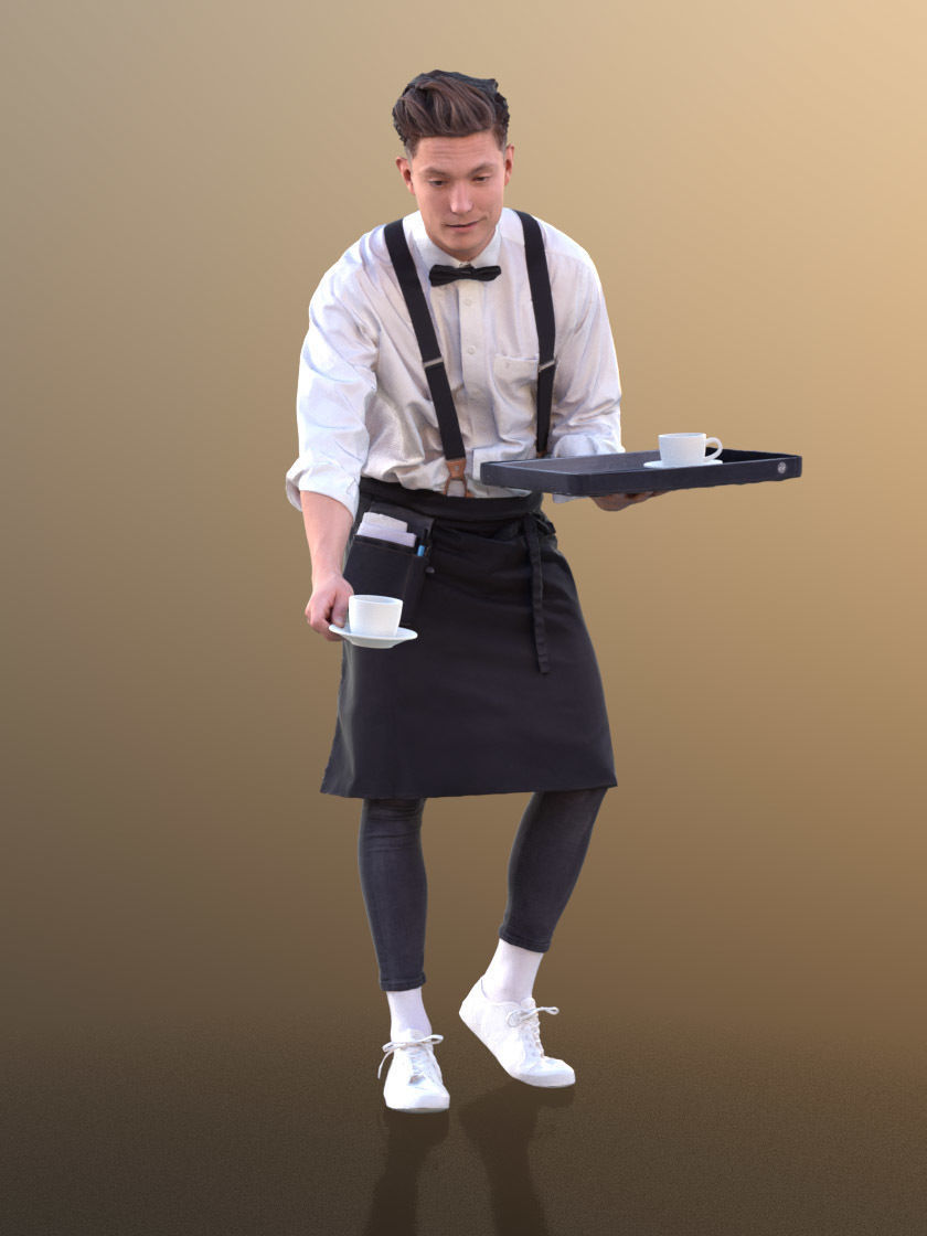 Dan 10488 - Working Waiter Low-poly 3D model_2