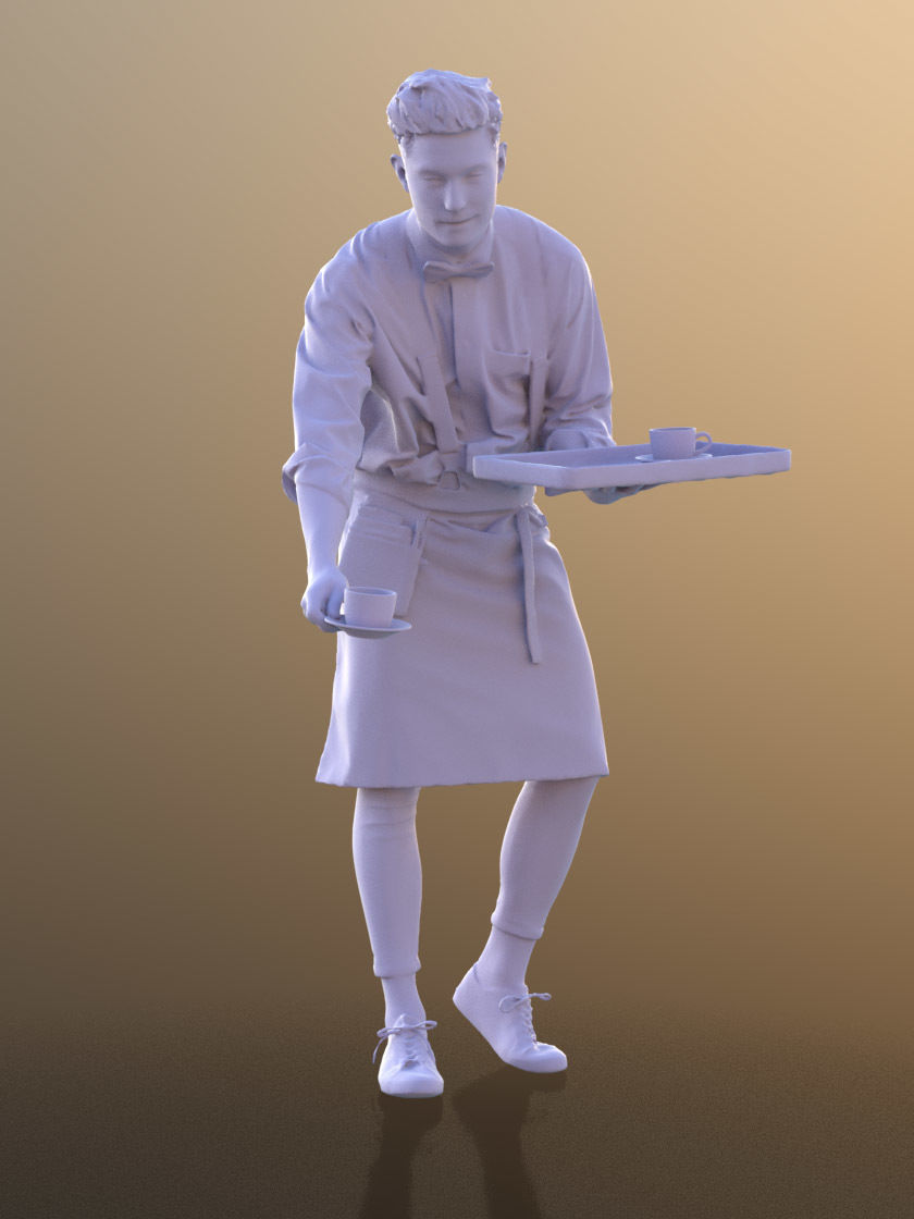 Dan 10488 - Working Waiter Low-poly 3D model_4