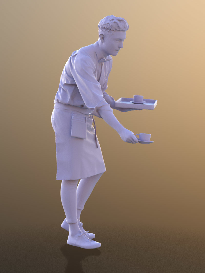 Dan 10488 - Working Waiter Low-poly 3D model_5