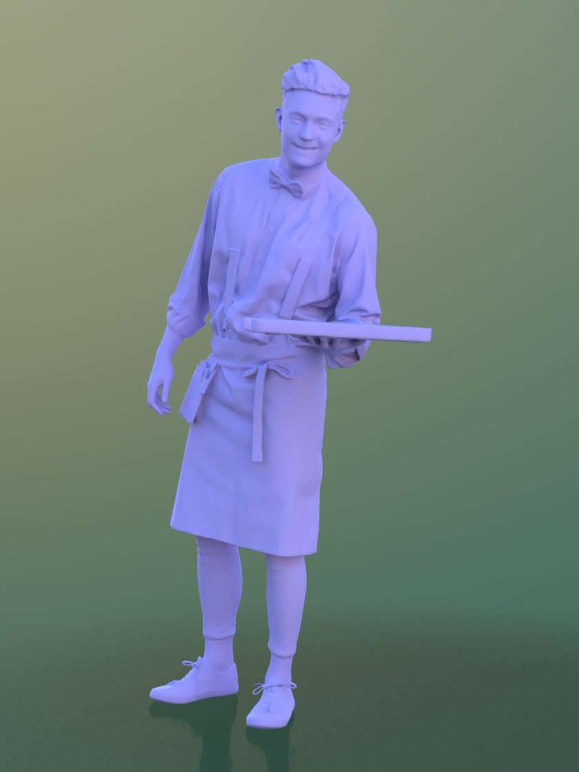Dan 10487 - Working Waiter Low-poly 3D model_3
