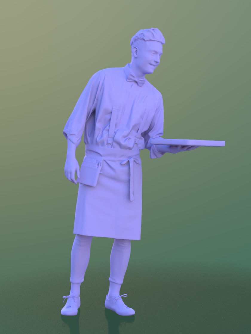 Dan 10487 - Working Waiter Low-poly 3D model_4