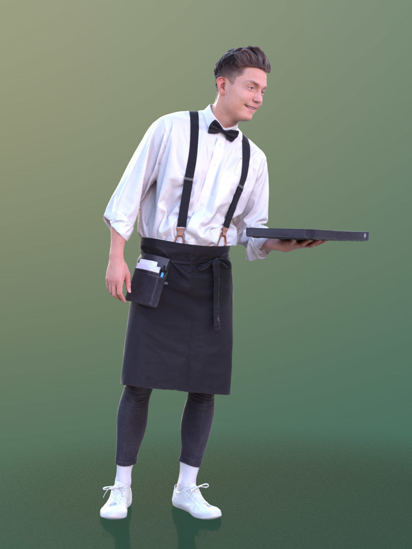 Dan 10487 - Working Waiter Low-poly 3D model_2