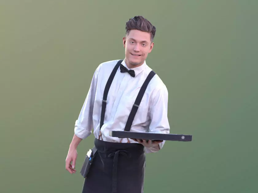Dan 10487 - Working Waiter Low-poly 3D model_0