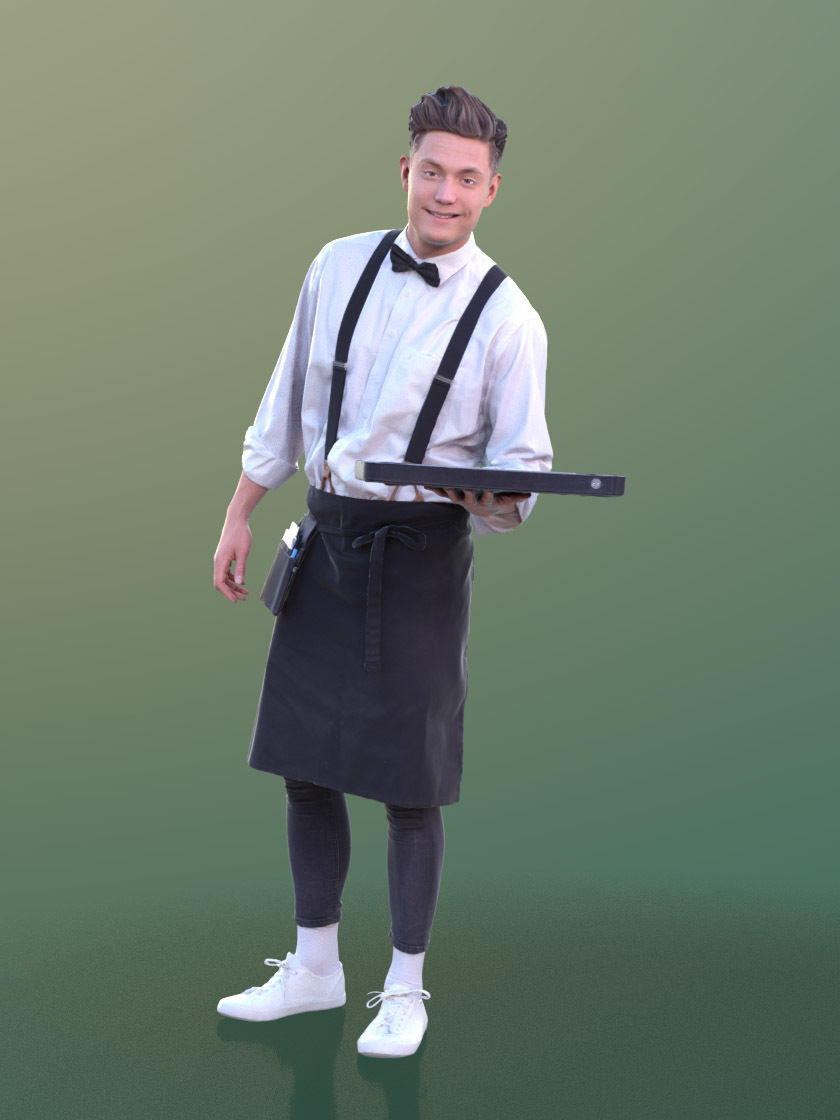 Dan 10487 - Working Waiter Low-poly 3D model_1