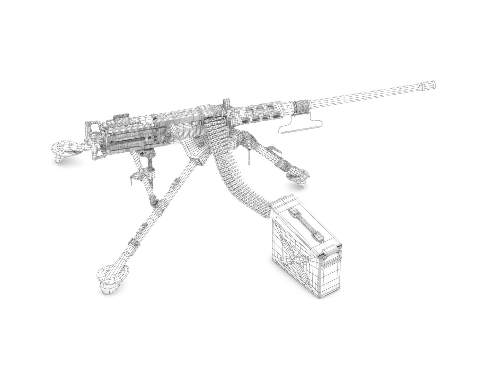 Browning Machine Gun Cal 50 M2 HB 3D model_11