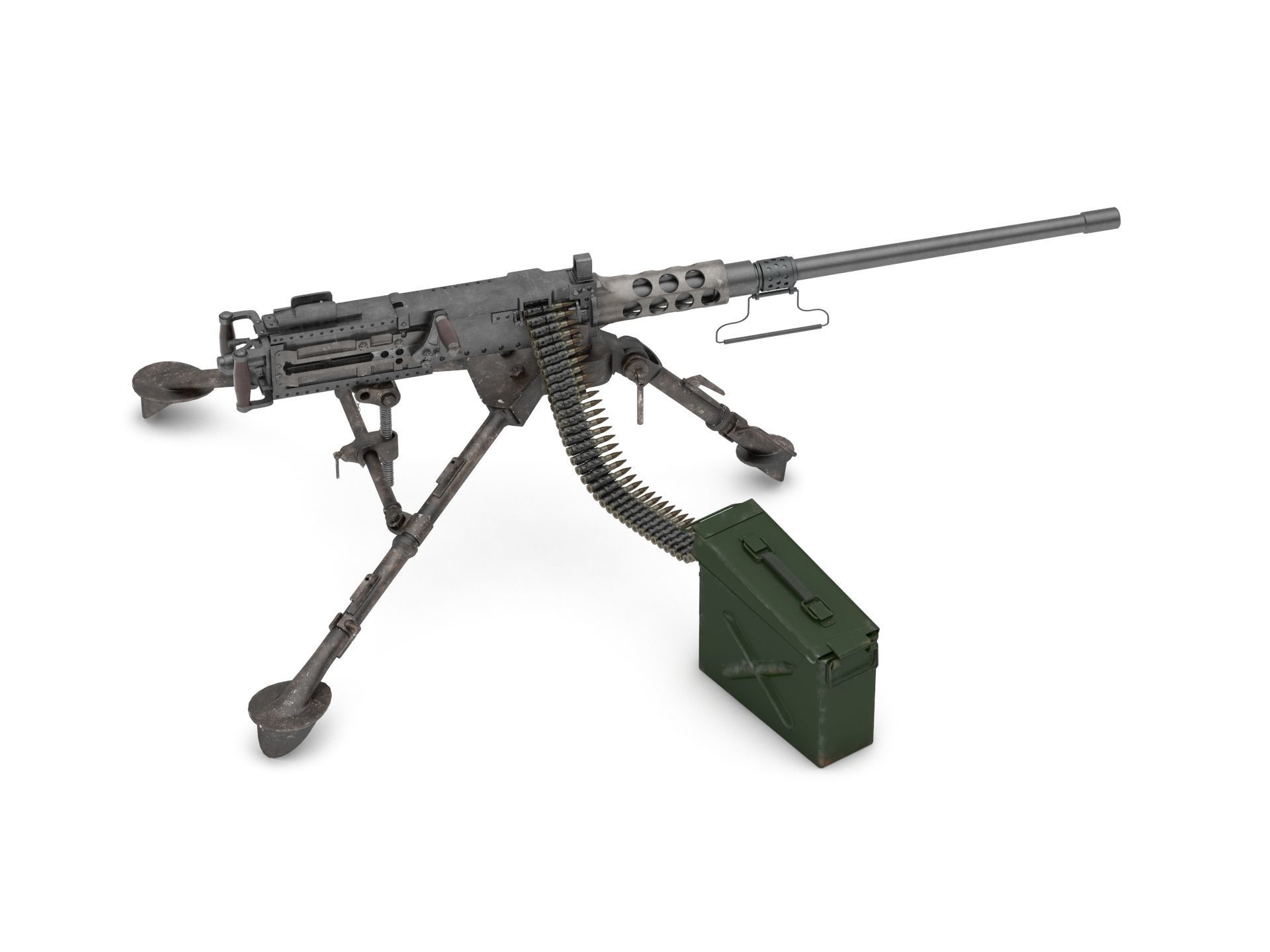 Browning Machine Gun Cal 50 M2 HB 3D model_1