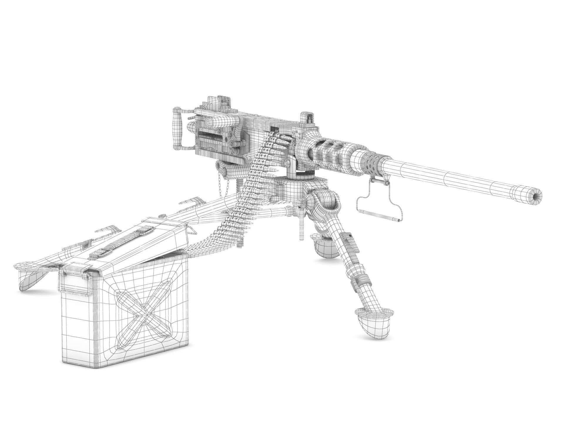 Browning Machine Gun Cal 50 M2 HB 3D model_8