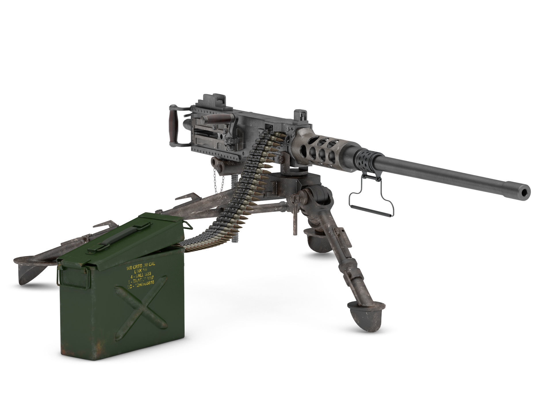 Browning Machine Gun Cal 50 M2 HB 3D model_2