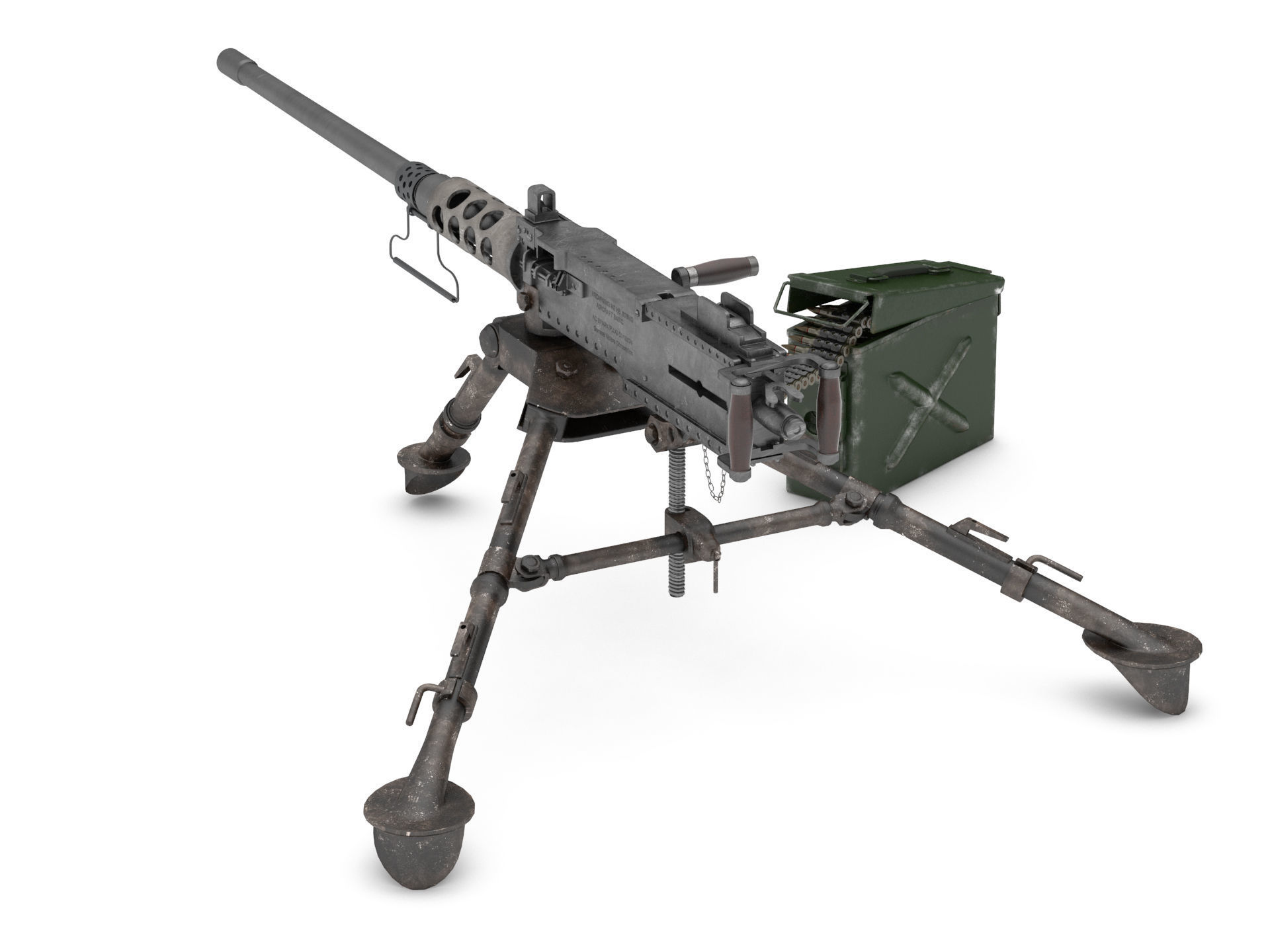 Browning Machine Gun Cal 50 M2 HB 3D model_4