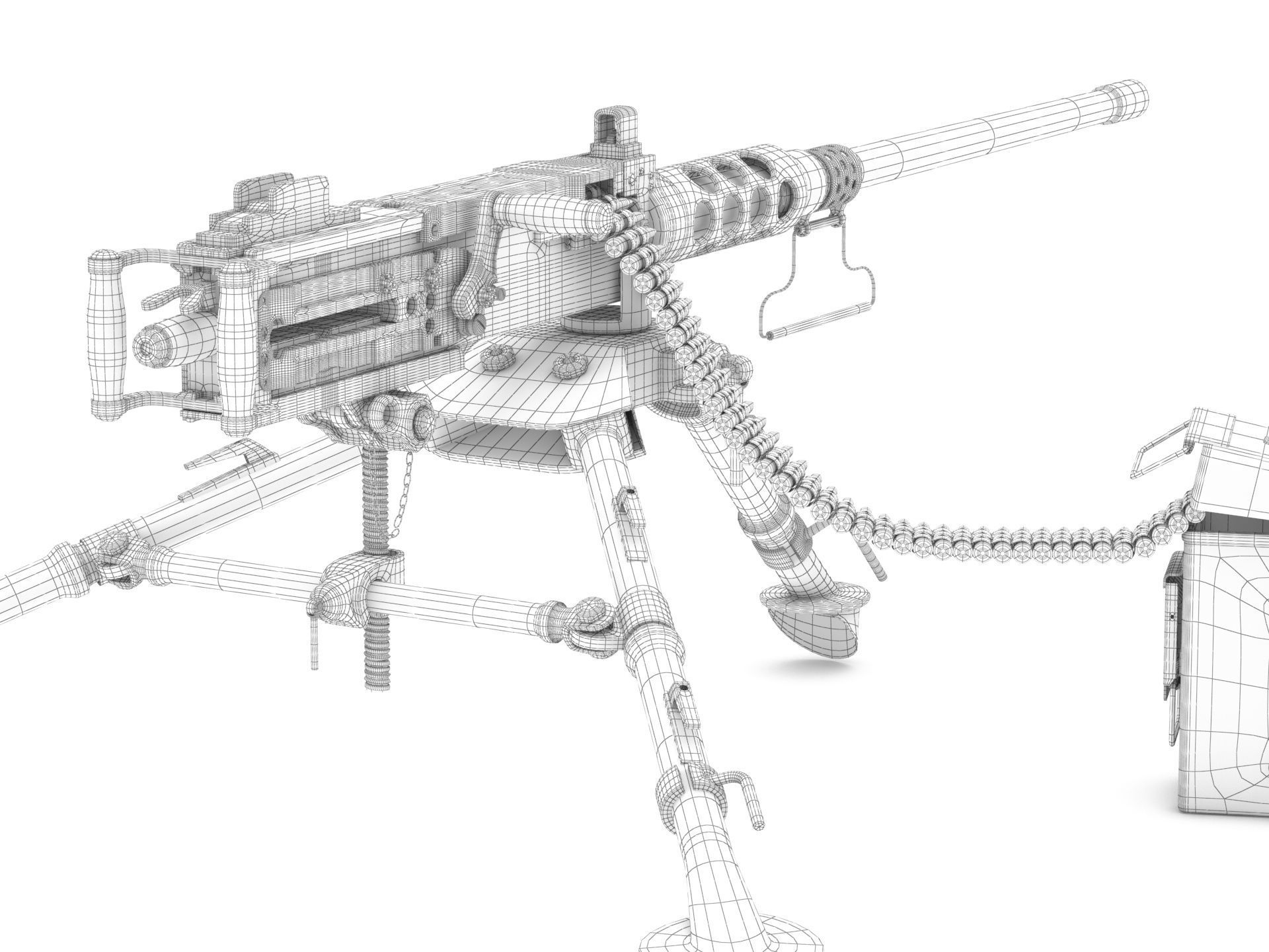 Browning Machine Gun Cal 50 M2 HB 3D model_7