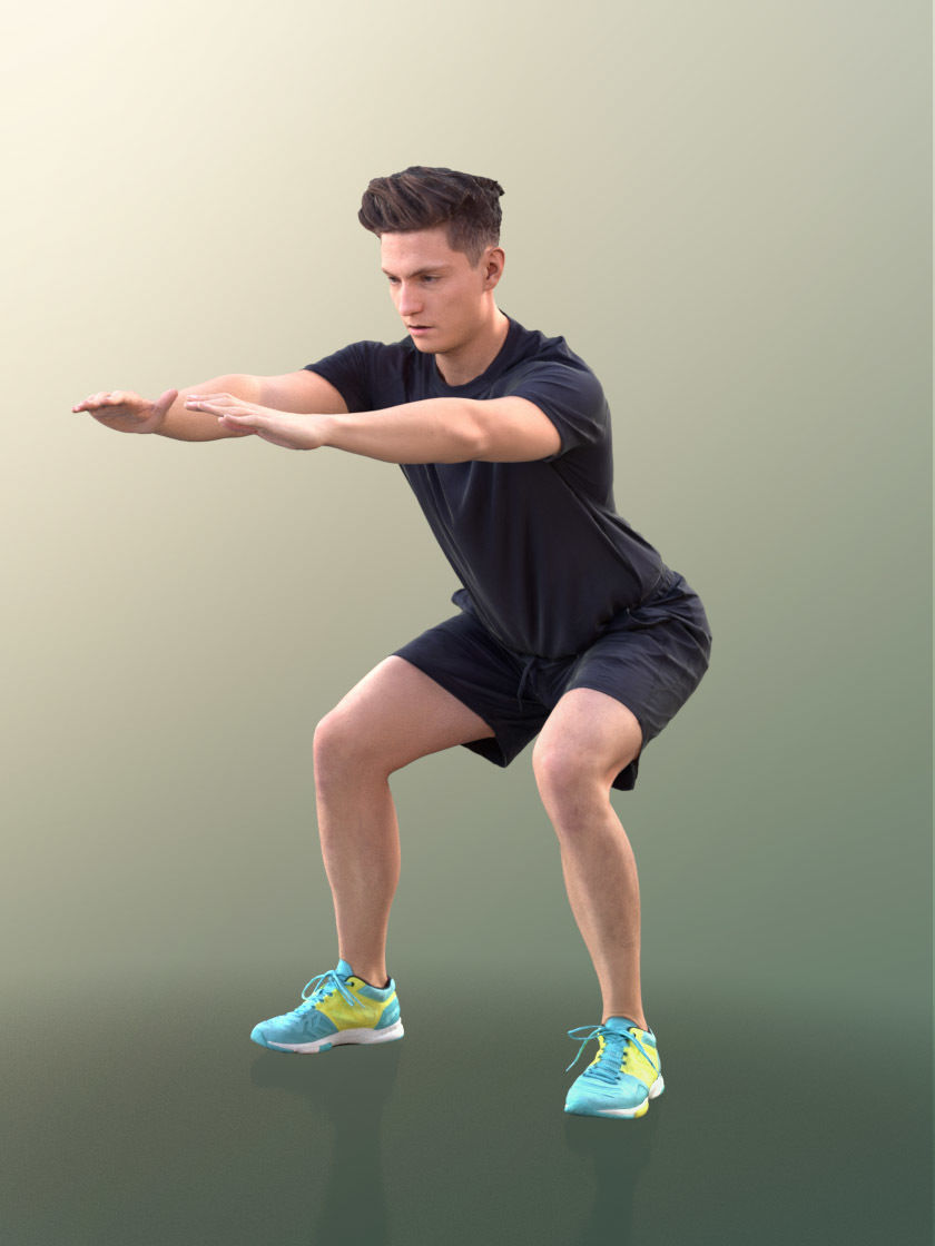 Dan 10484 - Fitness Man Low-poly 3D model_1