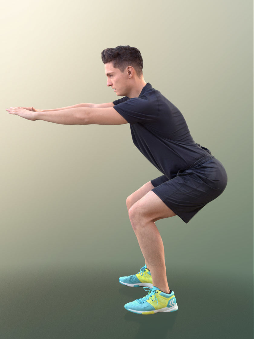 Dan 10484 - Fitness Man Low-poly 3D model_2