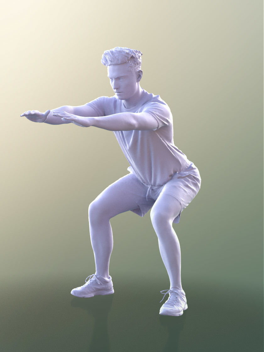 Dan 10484 - Fitness Man Low-poly 3D model_3