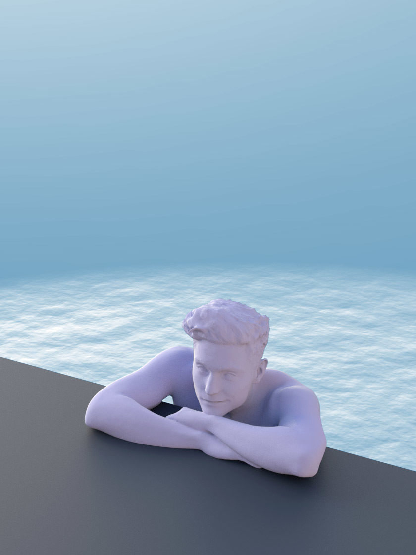 Dan 10483 - Man Chilling at the Pool Low-poly 3D model_3