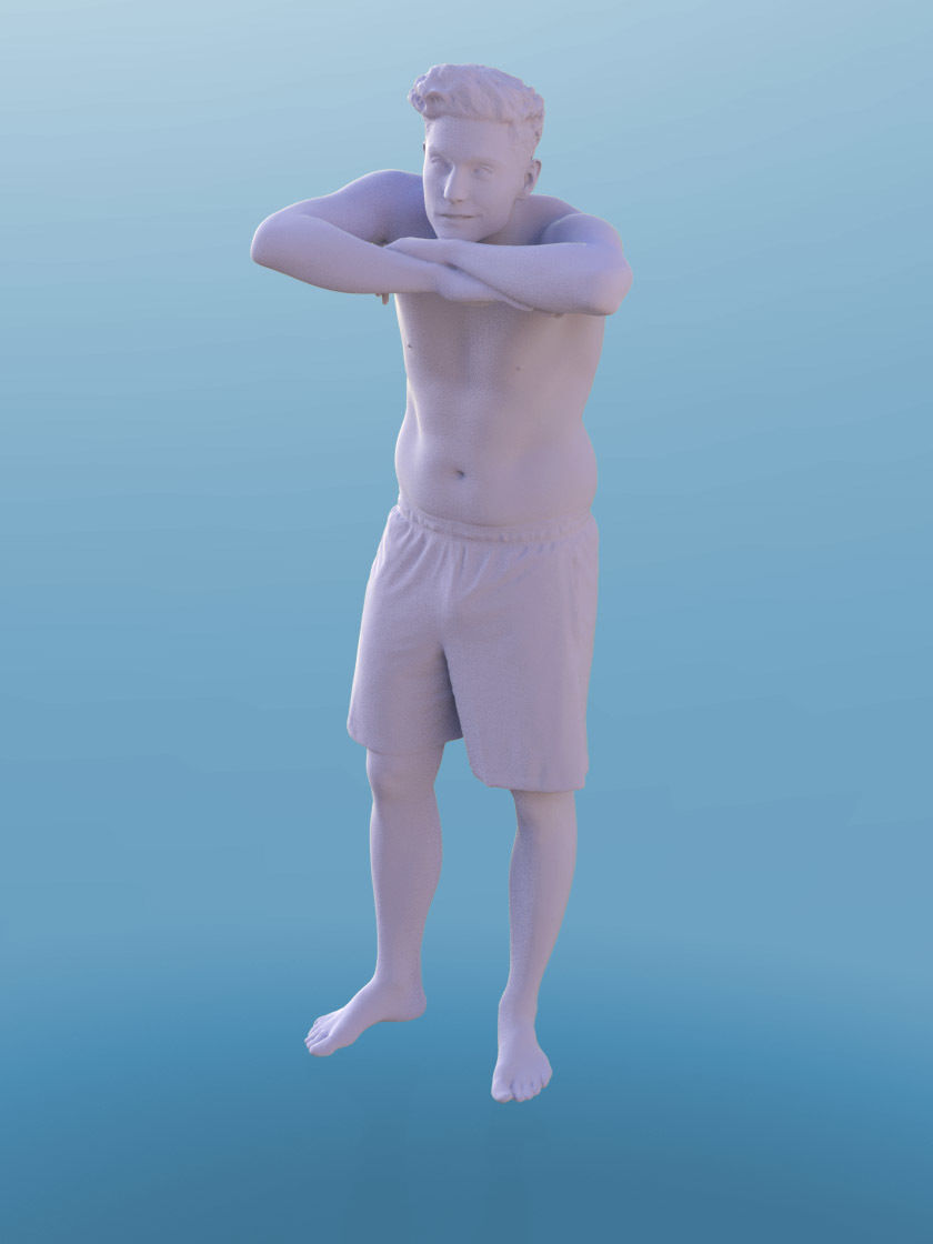 Dan 10483 - Man Chilling at the Pool Low-poly 3D model_4