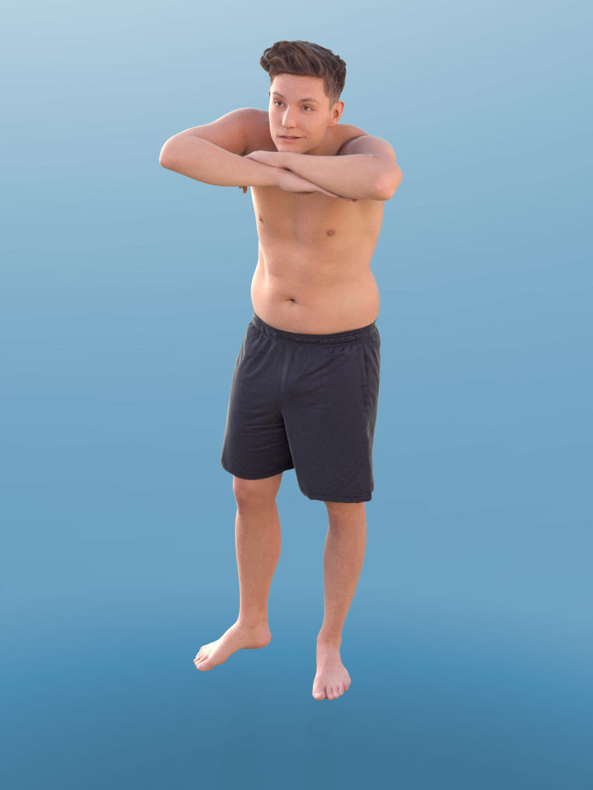 Dan 10483 - Man Chilling at the Pool Low-poly 3D model_2