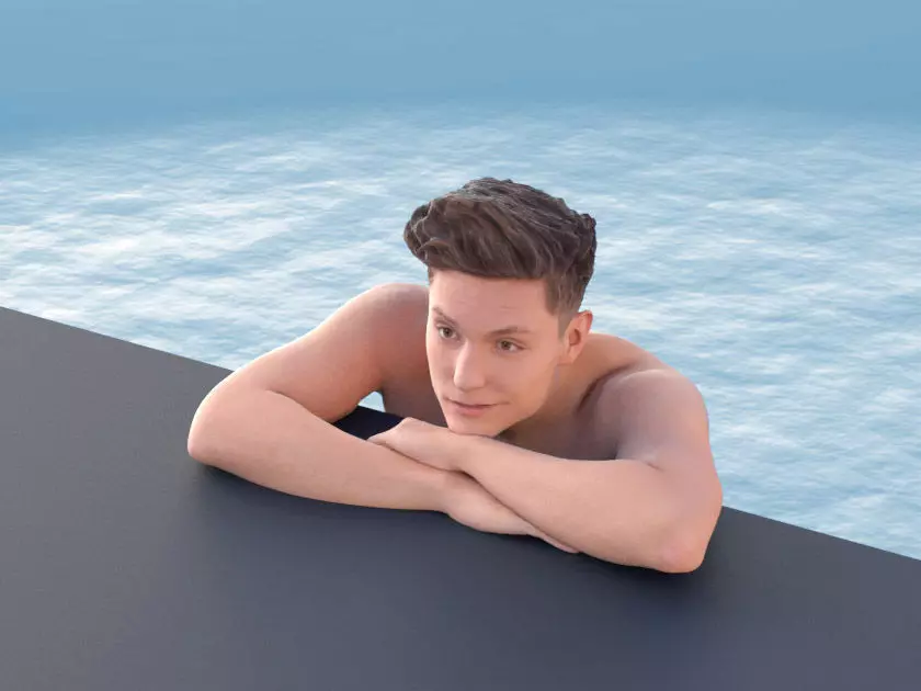 Dan 10483 - Man Chilling at the Pool Low-poly 3D model_0