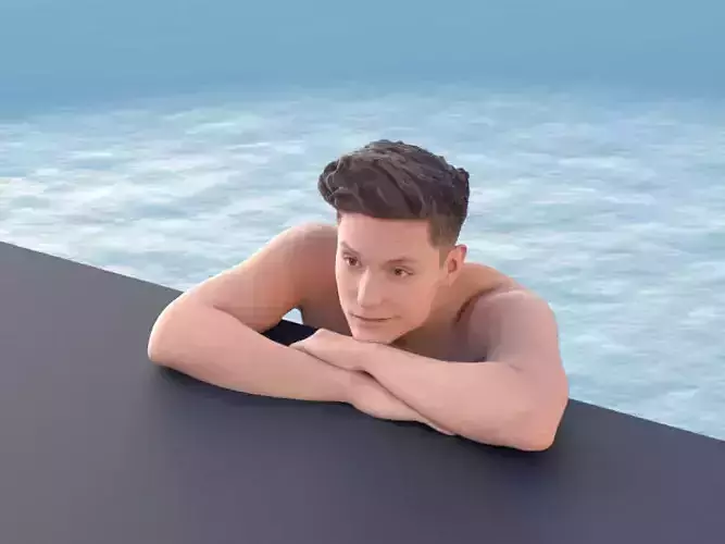 Dan 10483 - Man Chilling at the Pool Low-poly 3D model