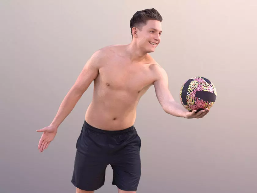 Dan 10481 - Playing Volleyball Man Low-poly 3D model_0