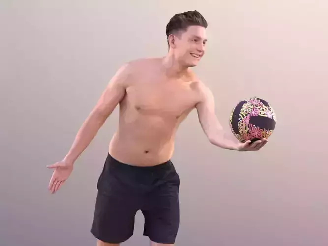 Dan 10481 - Playing Volleyball Man Low-poly 3D model