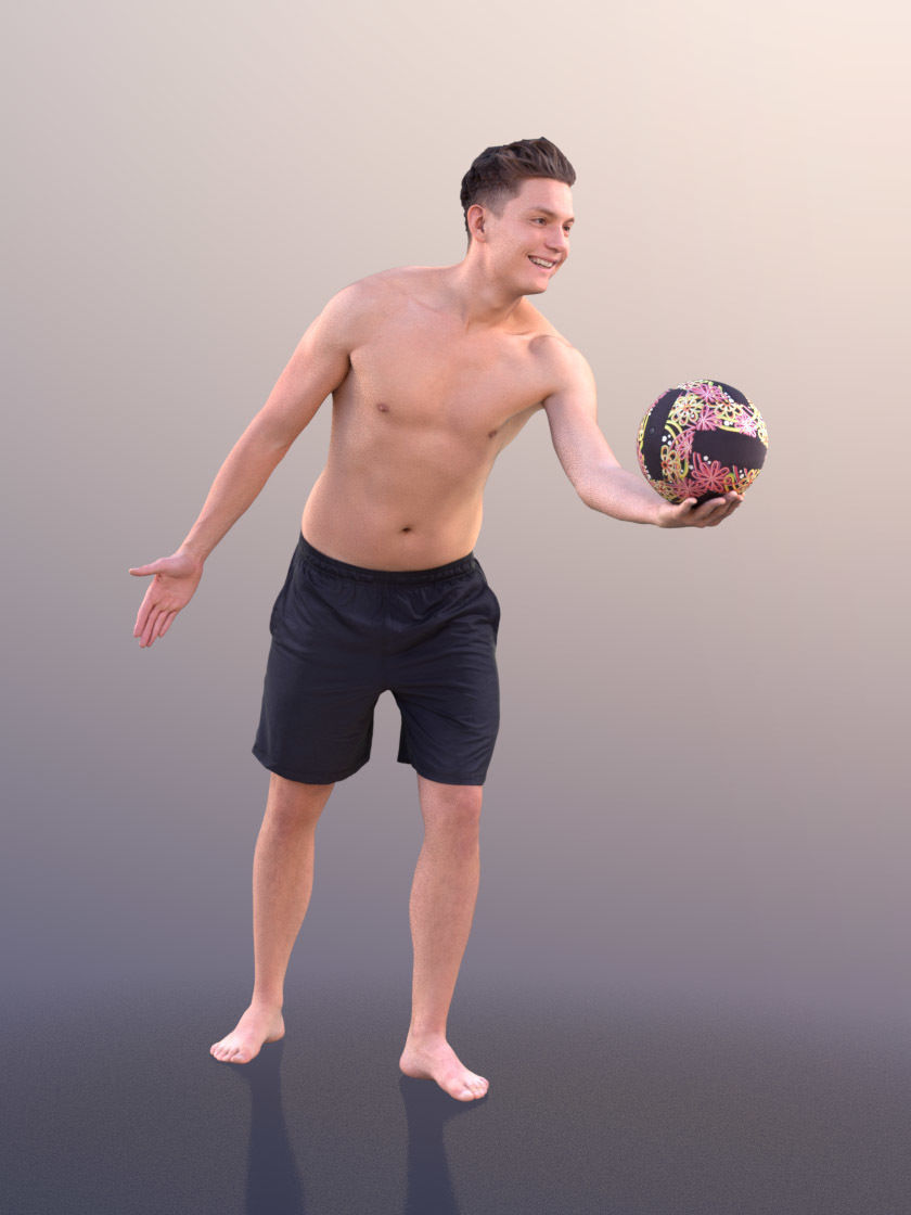 Dan 10481 - Playing Volleyball Man Low-poly 3D model_1