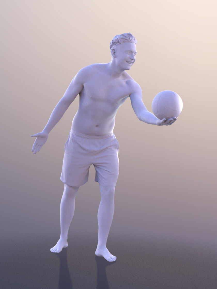 Dan 10481 - Playing Volleyball Man Low-poly 3D model_3