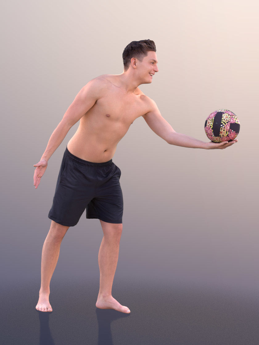 Dan 10481 - Playing Volleyball Man Low-poly 3D model_2