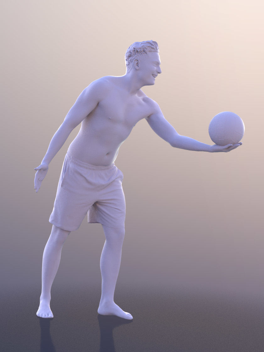 Dan 10481 - Playing Volleyball Man Low-poly 3D model_4