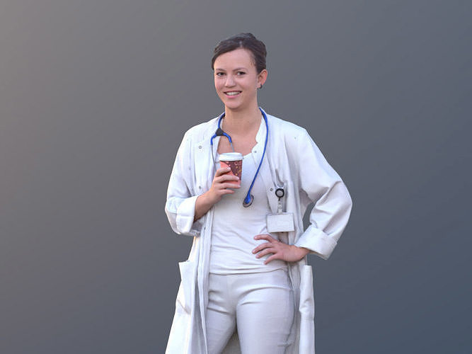 Nadin 10467 - Standing Healthcare Woman Low-poly 3D model