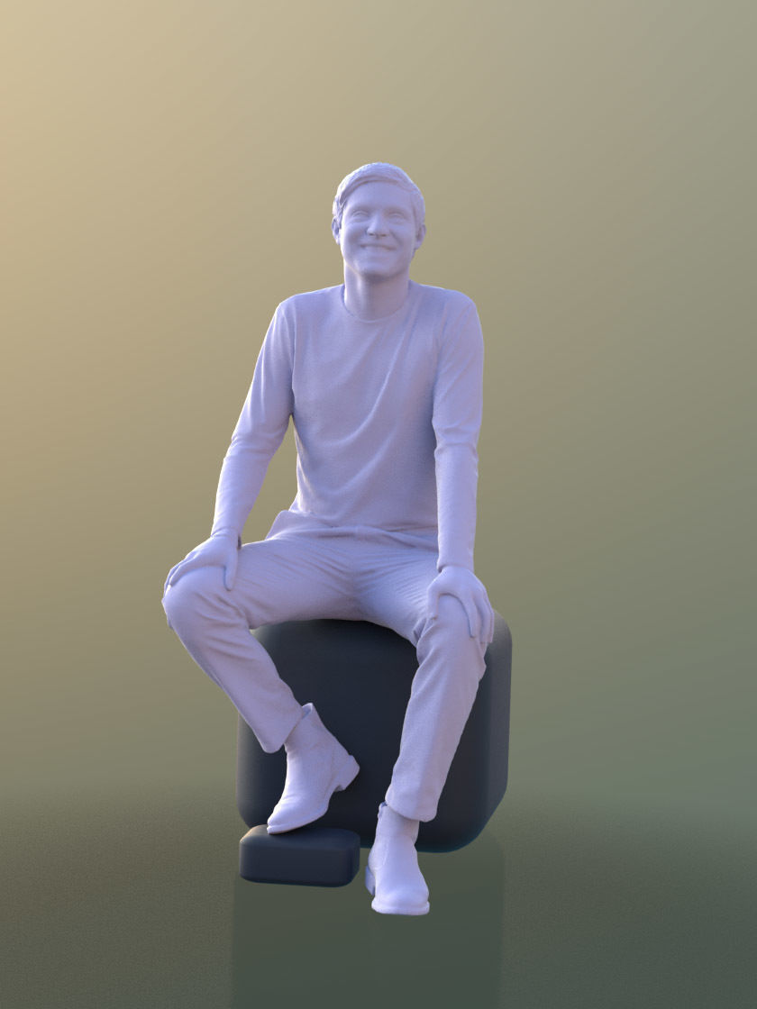 Andy 10461 - Sitting Casual Man Low-poly 3D model_3