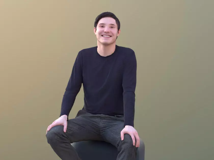 Andy 10461 - Sitting Casual Man Low-poly 3D model_0