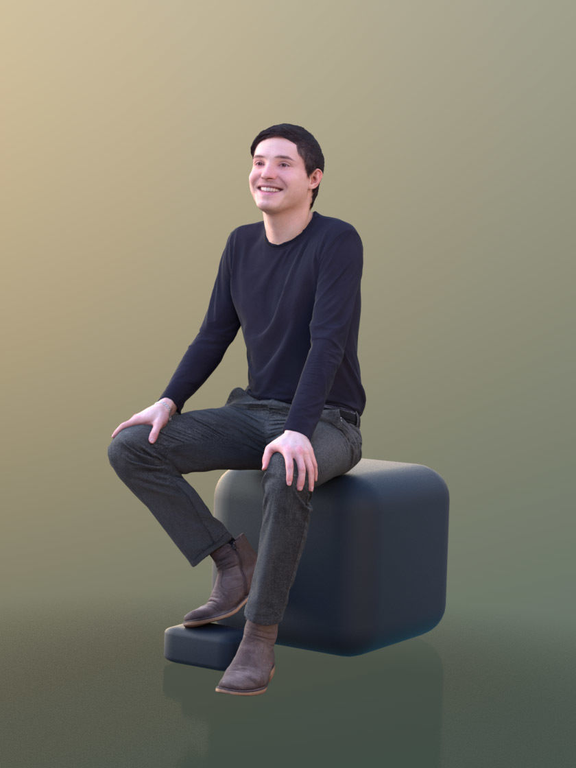 Andy 10461 - Sitting Casual Man Low-poly 3D model_2