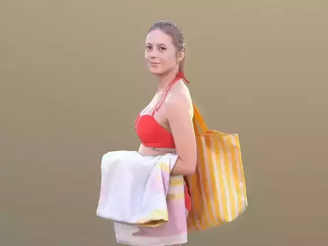 Elena 10455 - Walking Bikini Girl Low-poly 3D model