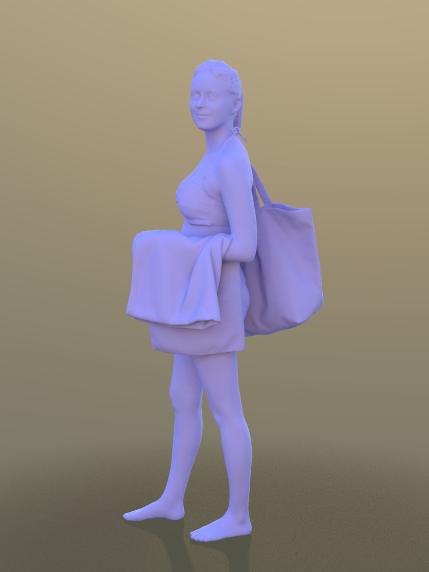 Elena 10455 - Walking Bikini Girl Low-poly 3D model_3