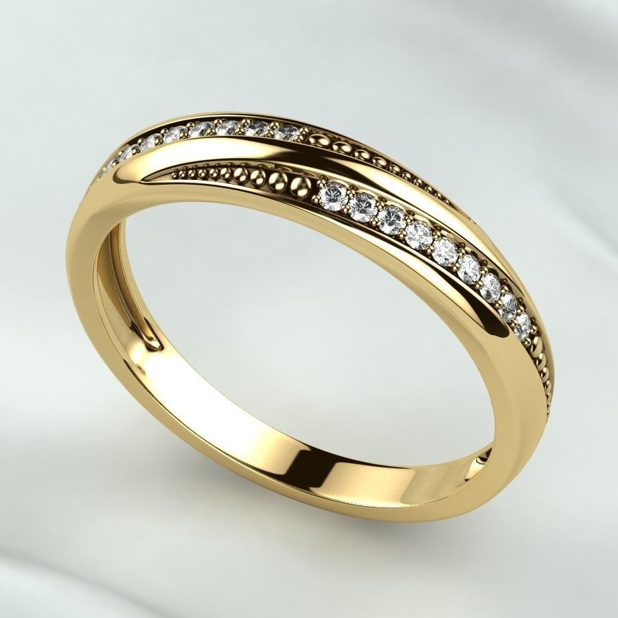 Gold Ring with Diamonds 3D print model_1