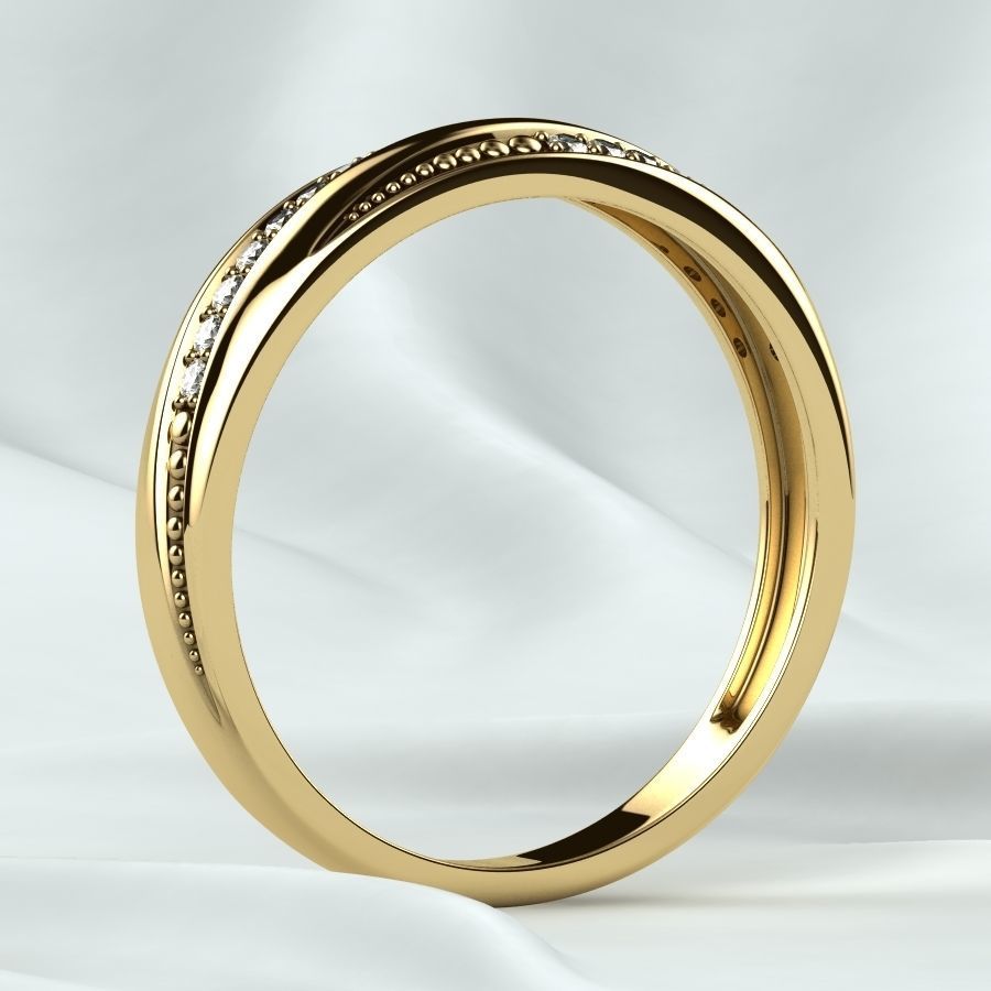 Gold Ring with Diamonds 3D print model_14