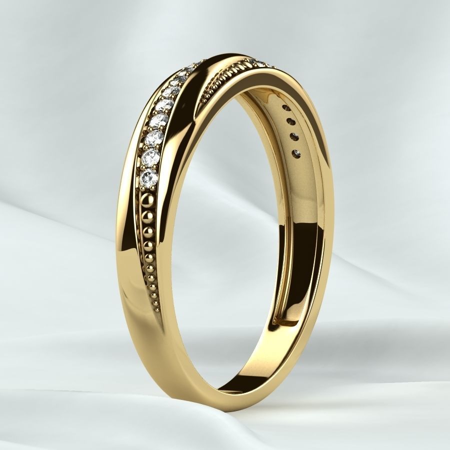 Gold Ring with Diamonds 3D print model_16