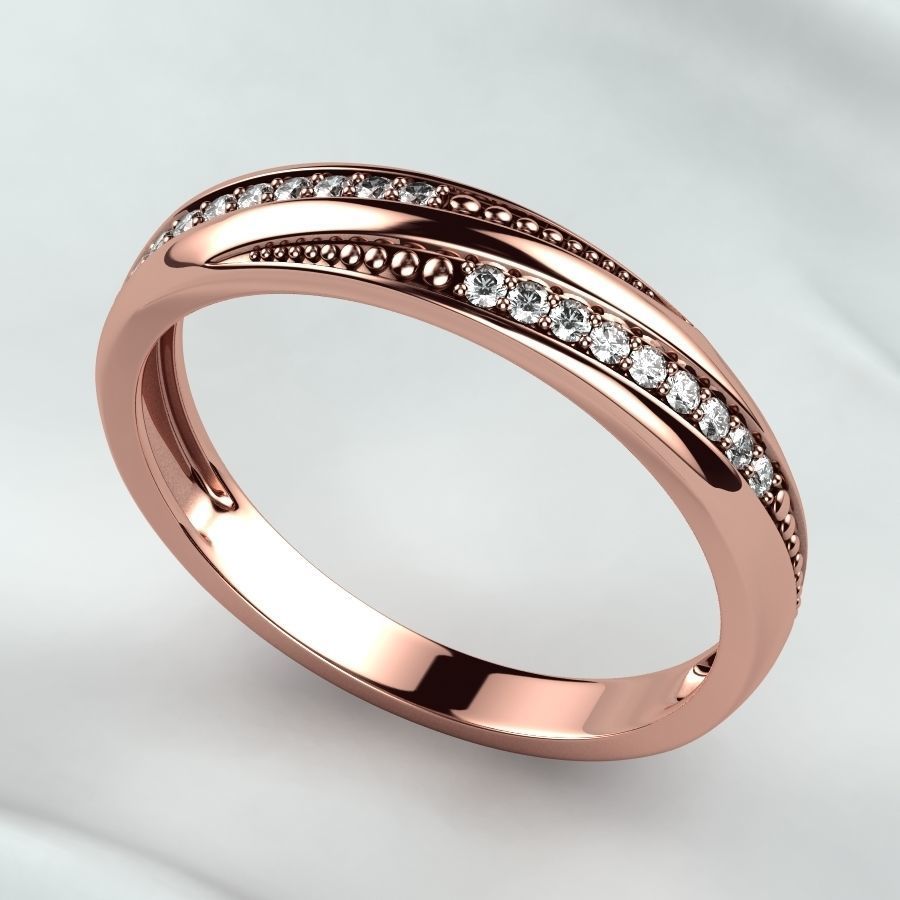 Gold Ring with Diamonds 3D print model_4