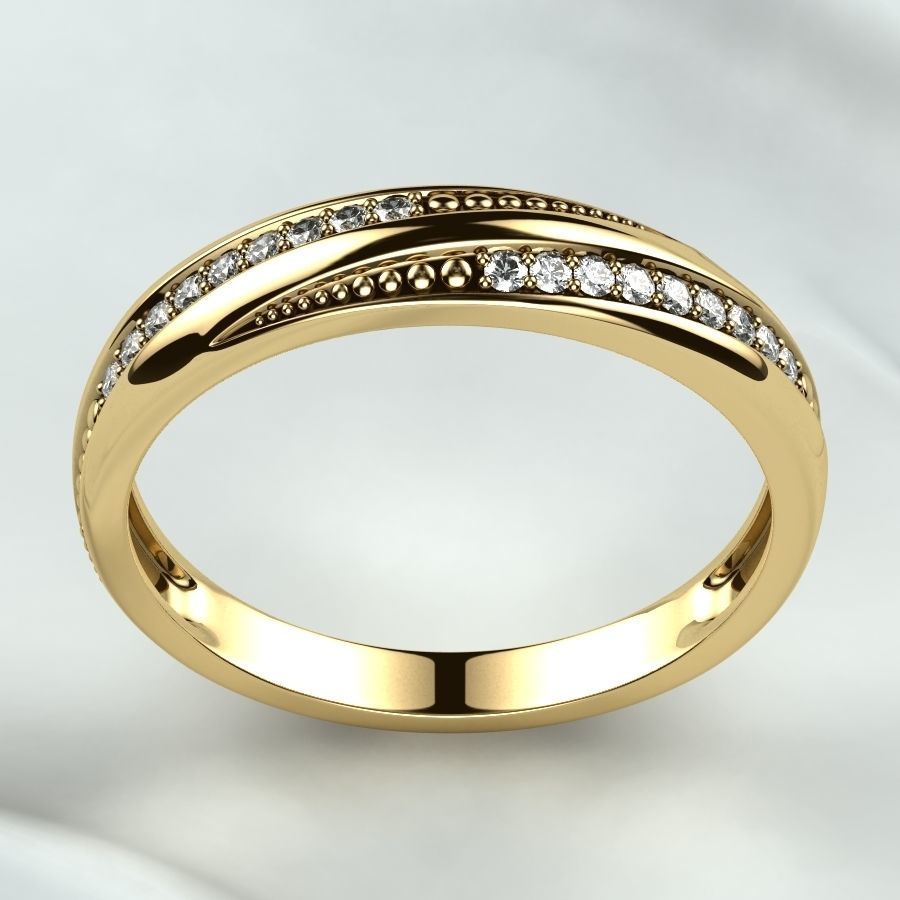 Gold Ring with Diamonds 3D print model_10